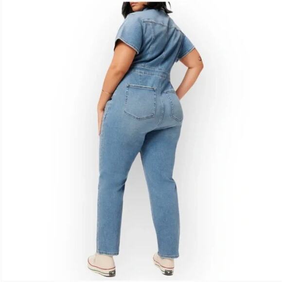 NEW $169 Good American Blue Denim Fit For Success Jumpsuit - Picture 5 of 8